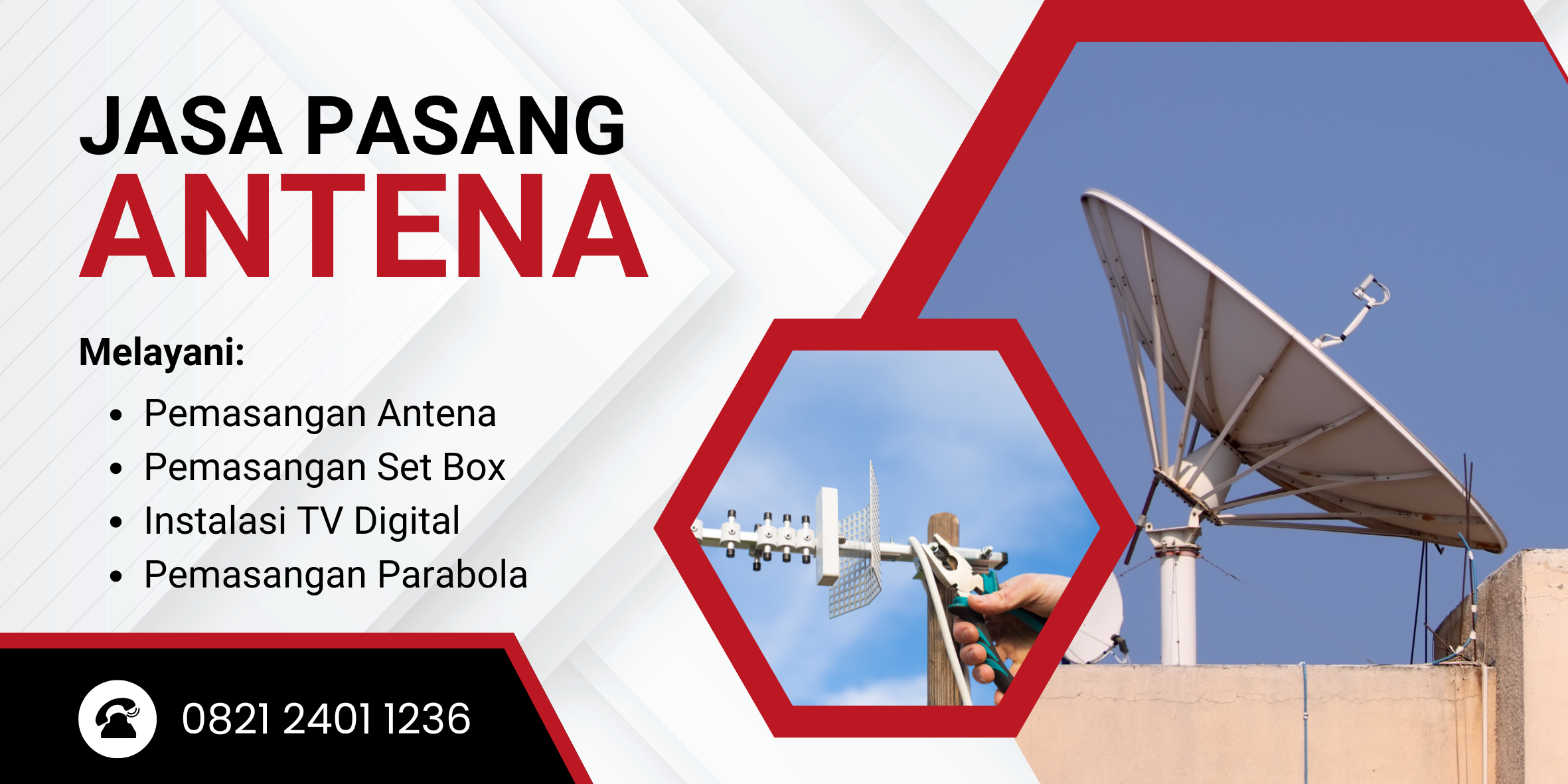 Putih dan Merah Modern Jasa Teknisi Listrik Banner (1)