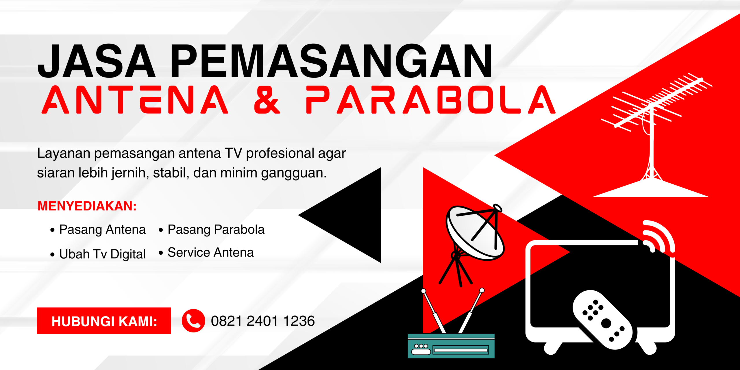 Putih dan Merah Modern Toko Elektronik Banner